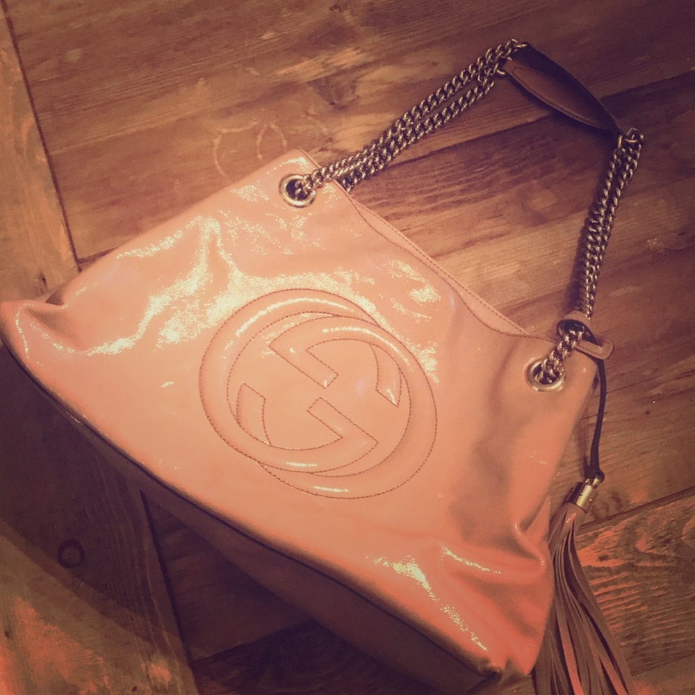 Gucci chain link bag in light pink - authentic